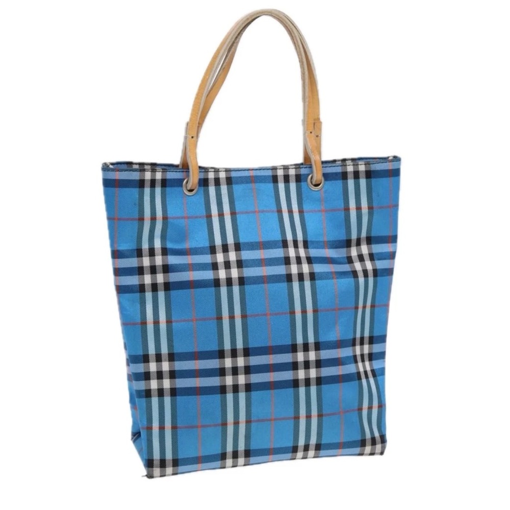BURBERRY Blue Plaid Tote  Auth 87633